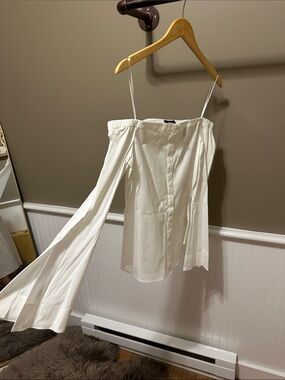 Theory White Off-Shoulder Long-Sleeve Blouse